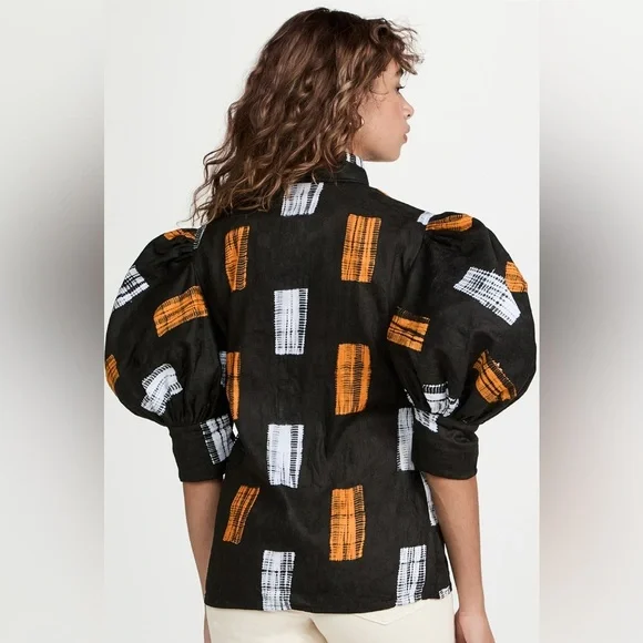 Busayo Tola Blouse Statement Balloon Sleeve 100% Cotton size small - Picture 2 of 5